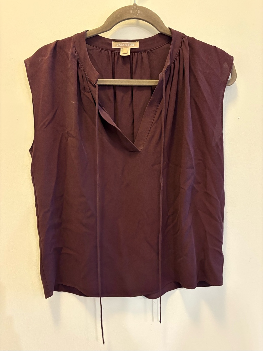 Michael Kors Plum Sleeveless Tie-Neck Blouse